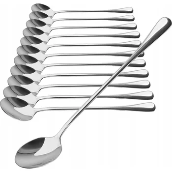 Příbor 12x DLOUHÁ LŽÍCE NA NÁPOJE A DESSERTY, JÍDELNÍ PŘÍBORY, OCELOVÉ LŽIČKY 19,5 cm