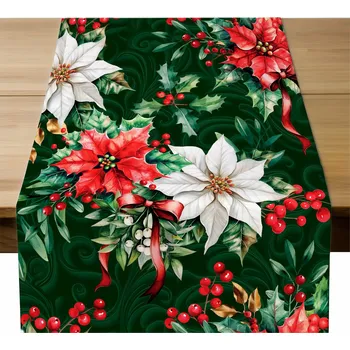 ubrus Vánoční běhoun 40x200 Běhoun na stůl Zelený Hvězda Betlémská 10764