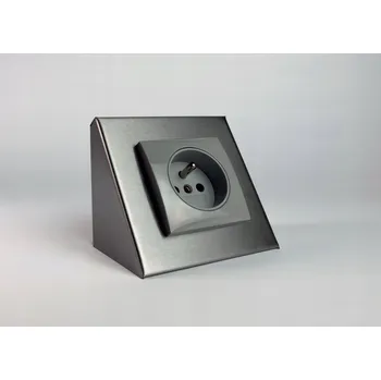 Elektrická zásuvka Zásuvka LPT2 pod linku šedá s uzemněním ve čtverci ocel broušená