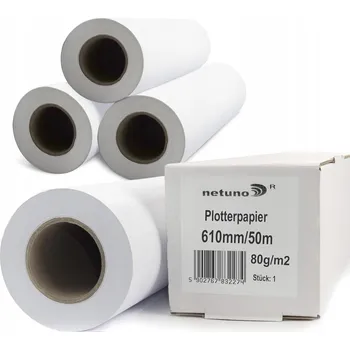 Kancelářský papír Sada 4 rolek papíru do plotru 610 mm x 50 m, 80 g/m², pro CAD tisk a projekty