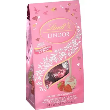 Čokoláda ČOKOLÁDOVÉ BONBÓNY LINDT LINDOR PRALINKY S PŘÍCHUTÍ JAHODY 100G