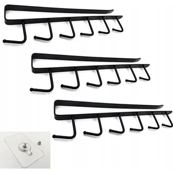 Obraz DRŽÁK NA HRNÍČKY KOVOVÝ ČERNO-ZLATÝ NA 6 HRNÍČKŮ BEZ VRTÁNÍ PEVNÝ