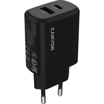 CANYON Síťová nabíječka OnCharge 200 20W 1xPD 1xQC EU Černá