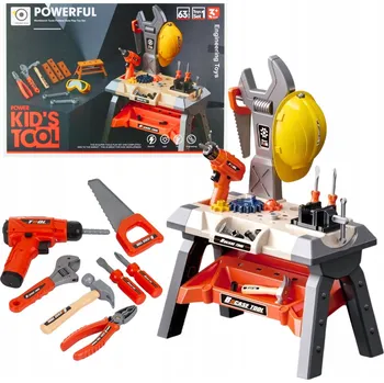 Dětská dílna Dílna se vrtačkou na baterie, stolek pro kutily, sada nářadí