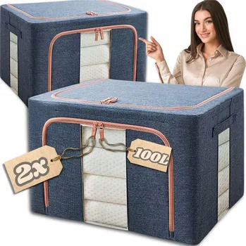 Úložný box Organizér s rámem Sada úložných boxů do skříně uzavíratelný 2x100L
