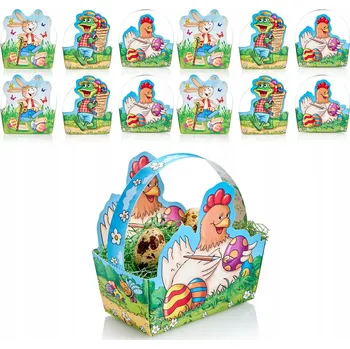 Velikonoční dekorace KOSZYCZKI WIELKANOCNE 12x KARTONOWE KOSZE NA DÁRKY, VAJÍČKA 3