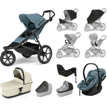Kočárek Originální set THULE 10 v 1 Mid Blue,Soft Beige, Mid Blue Celoodpružený ikonický kočárek do každého terénu
