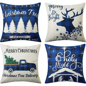 Povlak na polštářek Povlak na polštář 4x VÁNOČNÍ POVLAKY MODRO-BÍLÉ 45 x 45 cm