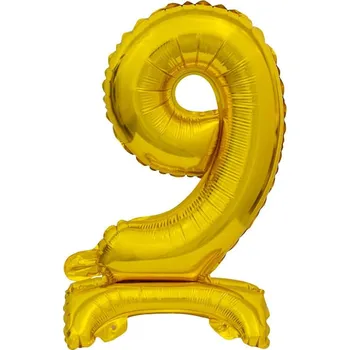 Balónek Fóliový balónek stojící číslice 9 zlatá 38 cm
