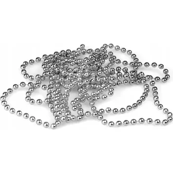 Vánoční dekorace Stříbrný řetěz s perličkami 270 cm - Dekorace na vánoční stromeček