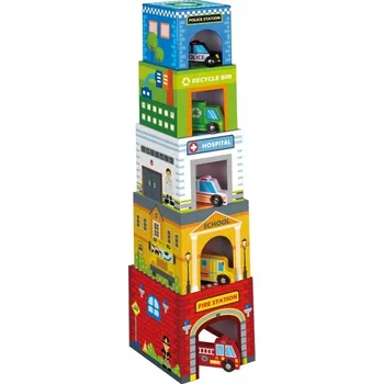 Woopie Zelená skládačka Kostky Město Vozidla v Krabicích Figurky 10 ks