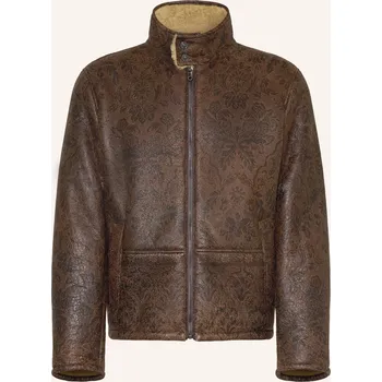 Pánská bunda Etro Pánská Kožená Bunda, tmavě hnědá / hnědá, 50