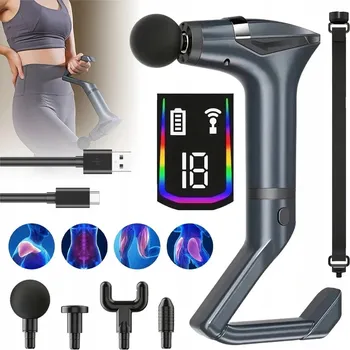 Masážní přístroj Masážní Pistole Masážní Přístroj na Tělo, Krk, Šíji, Záda, Chodidla + 4 Nástavce Pro