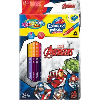 Pastelka COLORINO ŠKOLNÍ TROJÚHELNÍKOVÉ PASTELKY 12 kusů 24 barev AVENGERS
