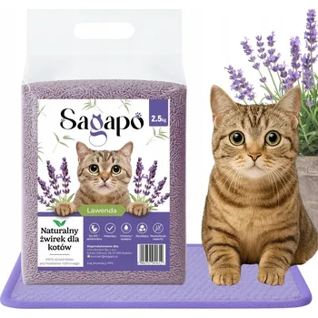 Podestýlka pro kočku SAGAPO Ekologické Hrudkující Stelivo Tofu pro kočky LEVANDULE 2,5kg