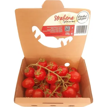 Zelenina Čerstvě utrženo – Podlouhlá sladká cherry rajčata na větvičce odr. Strabena, vanička