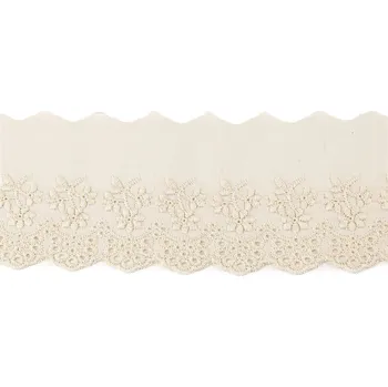Krajka Bavlněná madeira - štykování šíře 80 mm, barva 2 krémová