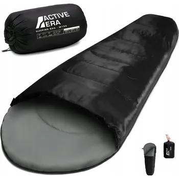 Spacák PEŘOVÝ SPACÁK MUMIE TURISTICKÝ 186 x 75 cm ČERNÝ ULTRALEHKÝ KEMPINGOVÝ