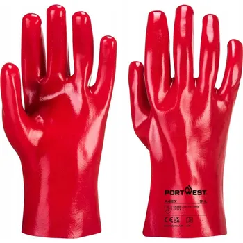 Pracovní rukavice PORTWEST PVC Rukavice Červené XL BALENÍ 12 PÁRŮ