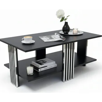 Konferenční stolek KONFERENČNÍ STOLEK OBDÉLNÍKOVÝ DŘEVĚNÝ STOLEK DO OBÝVÁKU LOFT POLICE ČERNÝ MAT