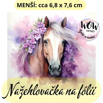 Nažehlovačky na fólii Nažehlovačka na fólii, KŮŇ a růžové květy, 1 kus Zvolte VELIKOST motivu ZDE:: Menší