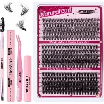 Umělé řasy Bondingové řasy 300 ks. Sada pro domácí aplikaci Bonding Lash DIY Umělé řasy + Příslušenství lepidlo