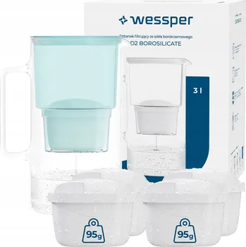 Filtrační konvice Filtrační konvice skleněný Wessper D2 BOROSILICATE 3l mátový + 5x filtr