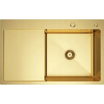Nerezový dřez Jednodřez s odkapávačem zlatý 78x49 cm + sifon