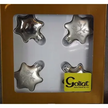 Vánoční ozdoba Sada 4 stříbrných hvězd vánoční baňky na stromeček