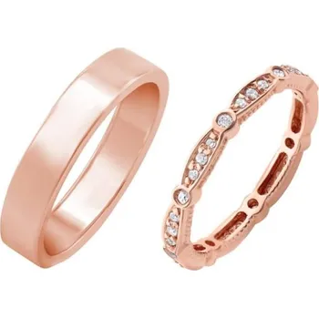 Šperk Eternity prsten s lab-grown diamanty a pánský plochý prsten Benitez