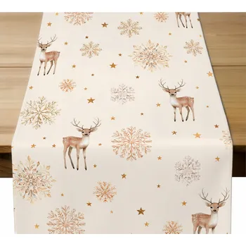 ubrus Vánoční běhoun 40x100 cm Běhoun na stůl béžový Jeleni 10761