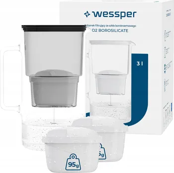 Filtrační konvice Filtrační konvice skleněná Wessper D2 BOROSILICATE 3 l černá + 3x filtr