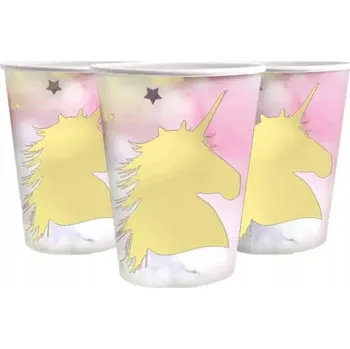 Party nádobí Papírové Kelímky Zlatý jednorožec (10 ks )