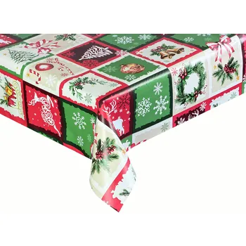 ubrus Voskované plátno na metry Vánoční ubrus Vánoční strom Sníh Baňka 100x140 cm