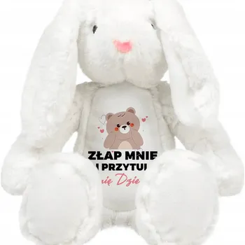 plyšák Medvídek Plyšový Mazlíček Přítulníček Králík Bílý CHYŤ MĚ A OBEJMI MĚ *JMÉNO* Dárek pro dítě