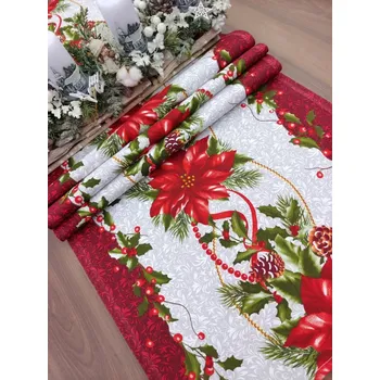 ubrus Běhoun vánoční - vánoční hvězda ve středu - 210 cm