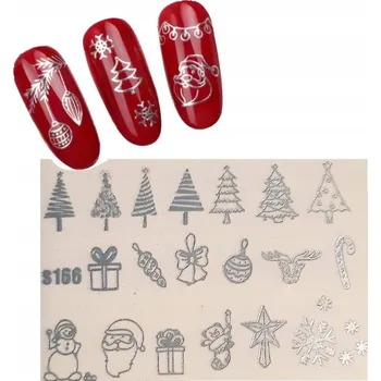 SAMOLEPKY VÁNOČNÍ NA NEHTY STŘÍBRNÉ S165