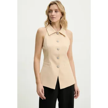 Dámská vesta Vesta Answear.LAB béžová barva, jednořadá G2562.flk 80X, vel. L