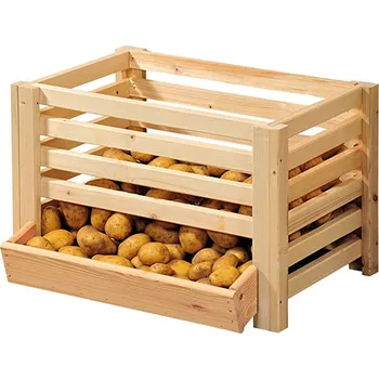 Pytel na brambory Čisté dřevo Dřevěná bedýnka na brambory, XXL, 61 x 42 x 43 cm