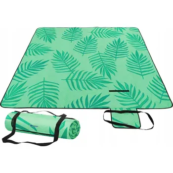 Pikniková deka PIKNIKOVÁ DEKA 200 x 200 cm LISTY PLÁŽOVÁ DEKA KEMPINGOVÁ TURISTICKÁ KOLÍKY