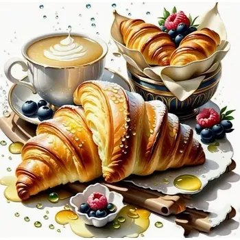 Diamantové malování Diamantové malování - Vypečená snídaně + třpytivé kamínky