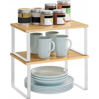 STOJAN NA KOŘENKY 2x POLICE KUCHYŇSKÝ ORGANIZÉR NA KOŘENKY BAMBUSOVÝ