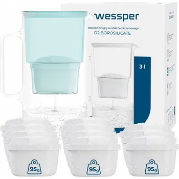 Filtrační konvice Filtrační konvice skleněný Wessper D2 BOROSILICATE 3l mátový + 12x filtr