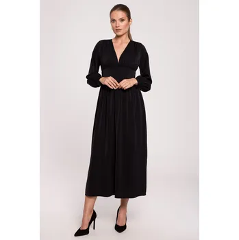 Dámské šaty ŠATY večerní maxi šaty s výstřihem do V, černé, 40 L
