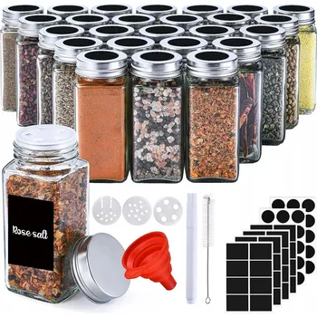 Sklenice 25x SKLENICE NA KOŘENÍ SADA SKLENIC DO KUCHYNĚ + PŘÍSLUŠENSTVÍ K POPISOVÁNÍ