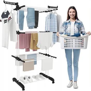 Sušák na prádlo Sušák, volně stojící, skládací, bílý, 50 kg, s kolečky