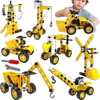 ostatní stavebnice STAVEBNICE 8V1 STAVEBNÍ VOZIDLA 100 DÍLKŮ