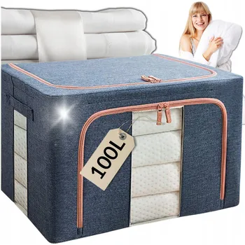 Úložný box Obal / Úložný box na povlečení, oblečení, deky s rámem, kontejner 60x42x40 100L