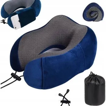 Polštář Turistický polštářek pod hlavu černý, paměťová pěna, snímatelný povlak