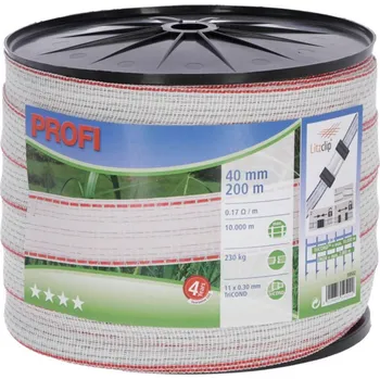 BRAVSON GROUP s.r.o. Ohradníková páska KERBL 59502 PROFI 40mm, 200m, 11 x 0,30 TriC, bílá/červená + Mololapka pásová na potravinové moly FeroBand v hodnotě 29,-